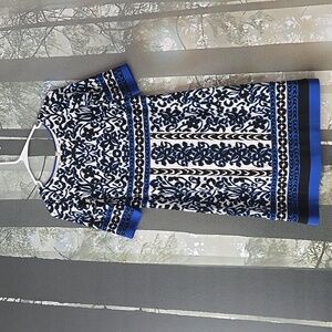 Eliza J Cobalt Border Print Jersey Shift Dress